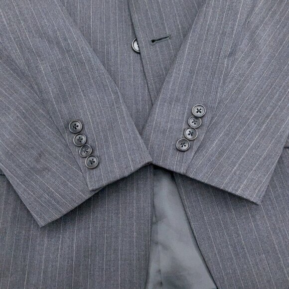 Linea Uomo Suit Men 40R 34Wx28L Gray Blue Pinstripe Super 100s Wool Classic‎ - Picture 3 of 16